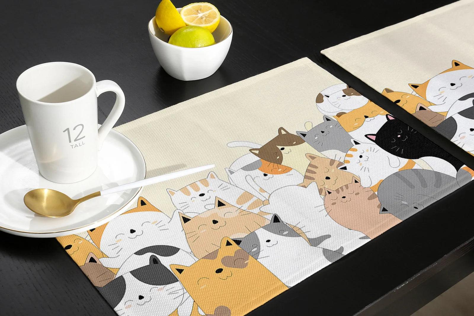 Cartoon Cat Placemat &amp; napkins - Just Cats - Gifts for Cat Lovers