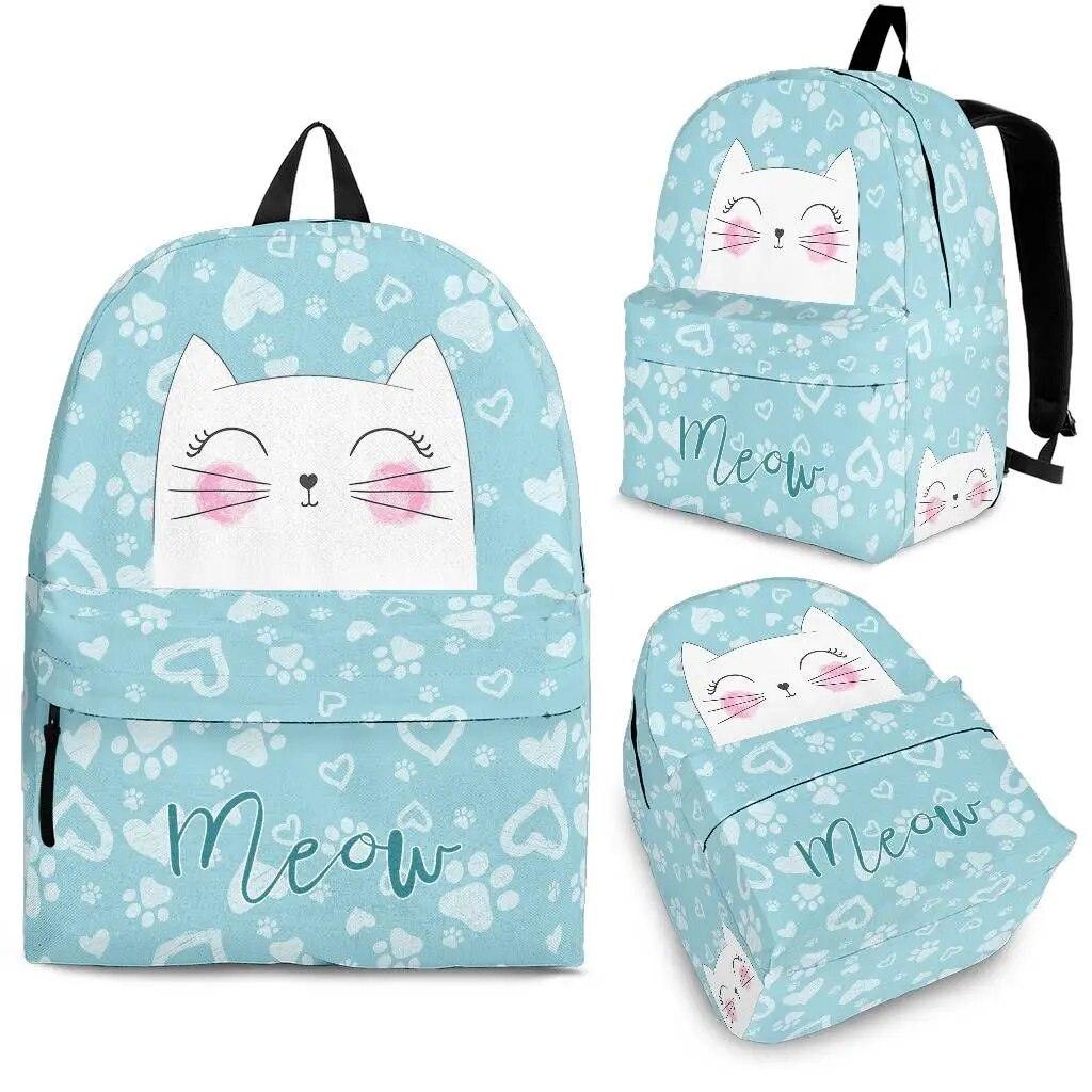 Cartoon Cat print Backpack, 3 Sizes, 6 Designs - Just Cats - Gifts for Cat Lovers