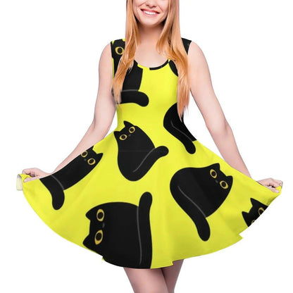 Cartoon Cat Print Dresses, 10 Designs, XS-5XL - Just Cats - Gifts for Cat Lovers