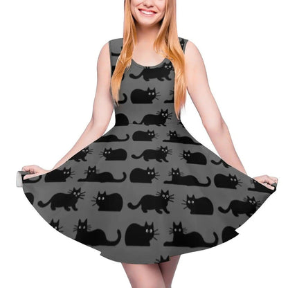 Cartoon Cat Print Dresses, 10 Designs, XS-5XL - Just Cats - Gifts for Cat Lovers