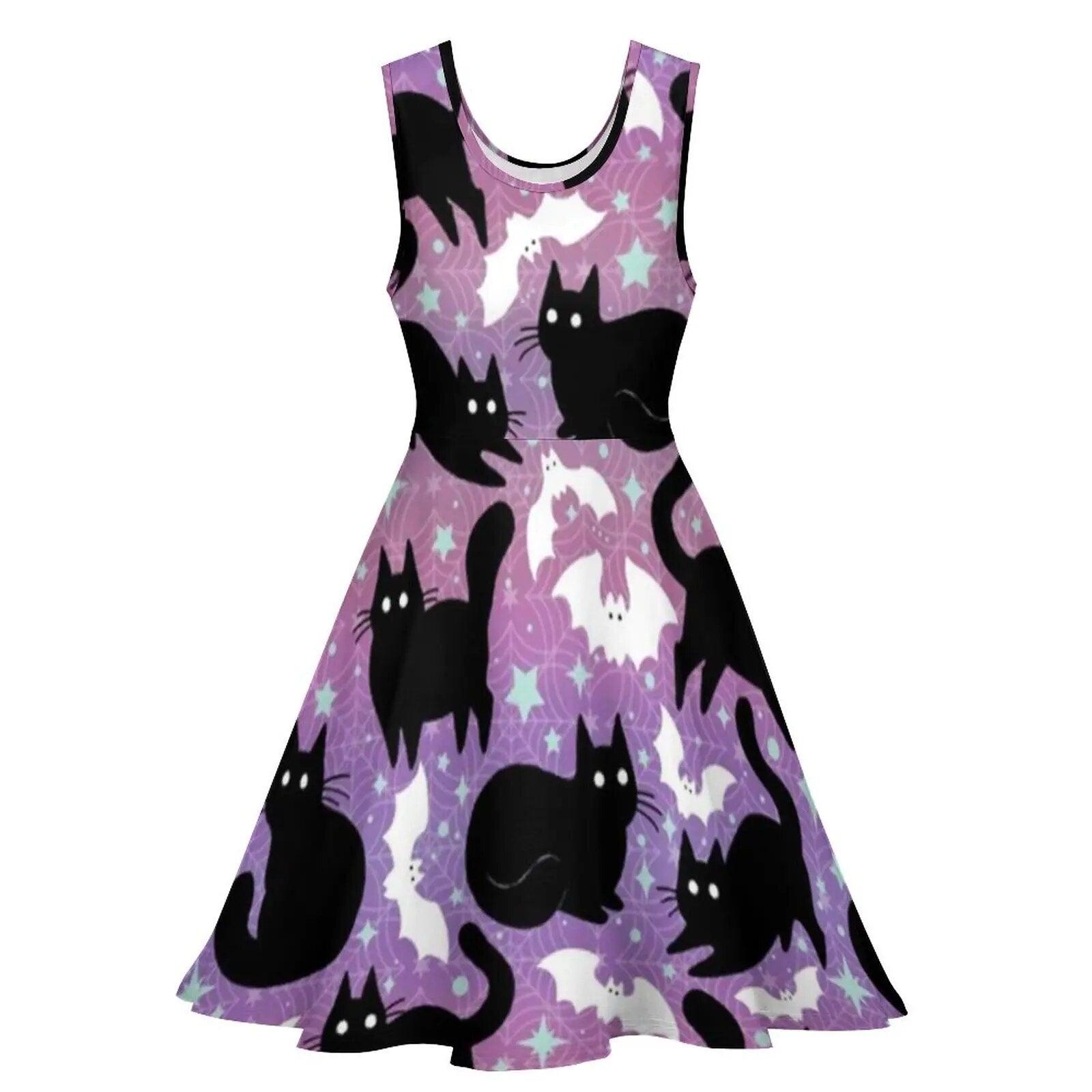 Cartoon Cat Print Dresses, 10 Designs, XS-5XL - Just Cats - Gifts for Cat Lovers