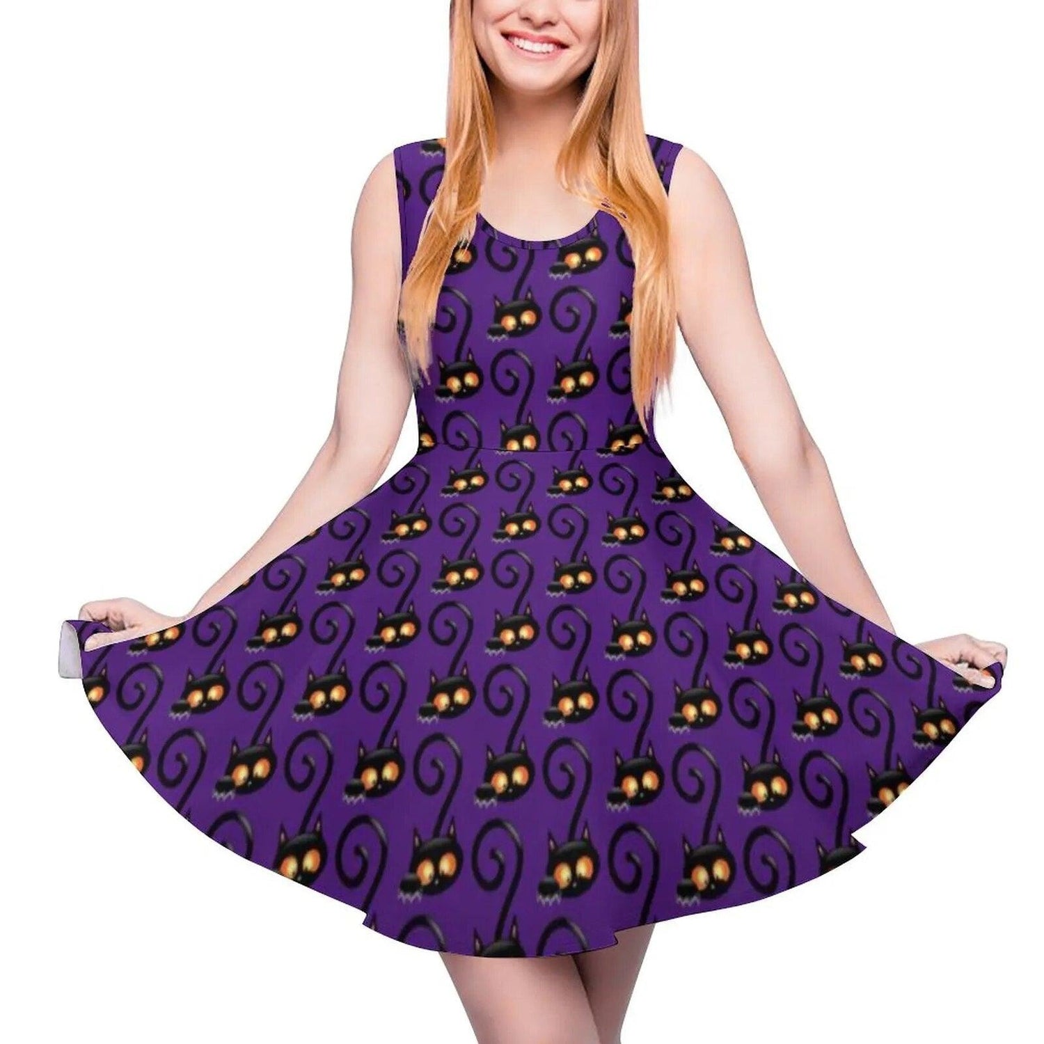 Cartoon Cat Print Dresses, 10 Designs, XS-5XL - Just Cats - Gifts for Cat Lovers