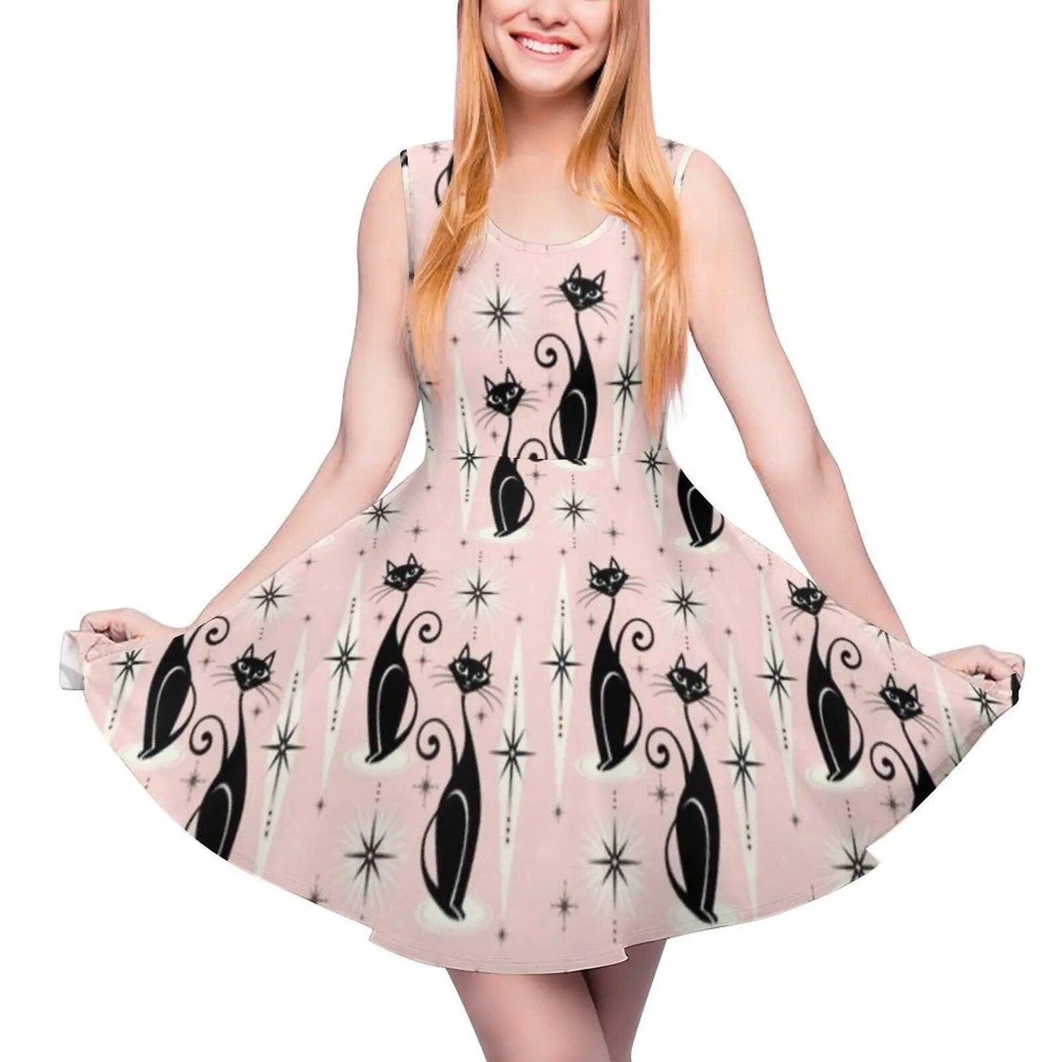 Cartoon Cat Print Dresses, 10 Designs, XS-5XL - Just Cats - Gifts for Cat Lovers