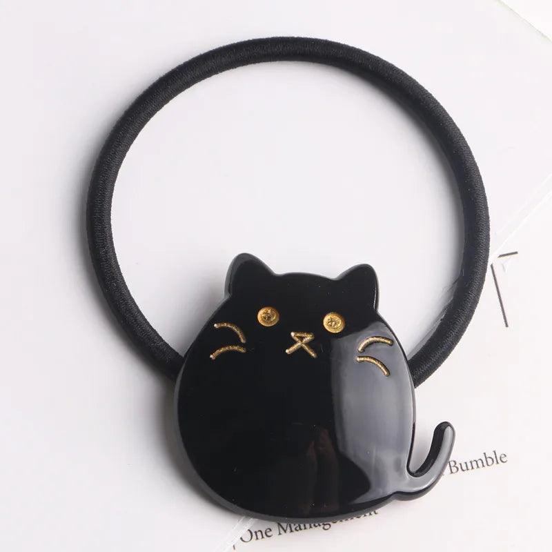 Cartoon Cat Shape Ponytail Band,Black/Spotted - Just Cats - Gifts for Cat Lovers