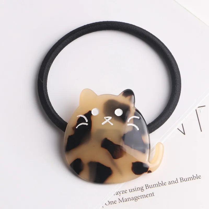 Cartoon Cat Shape Ponytail Band,Black/Spotted - Just Cats - Gifts for Cat Lovers