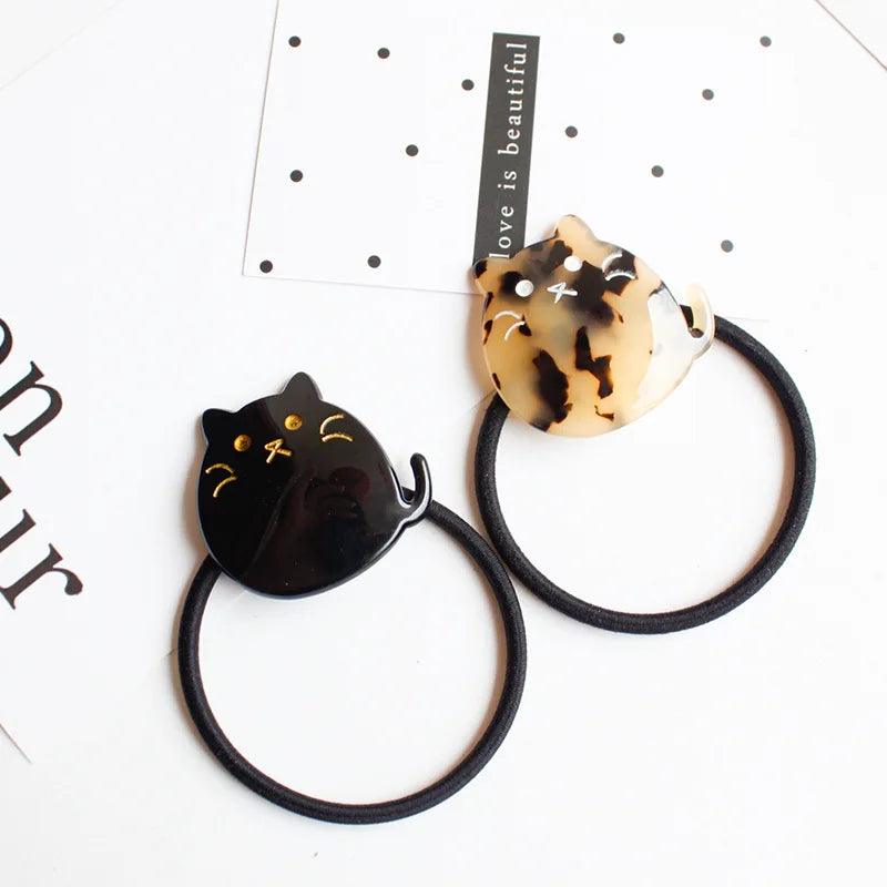 Cartoon Cat Shape Ponytail Band,Black/Spotted - Just Cats - Gifts for Cat Lovers