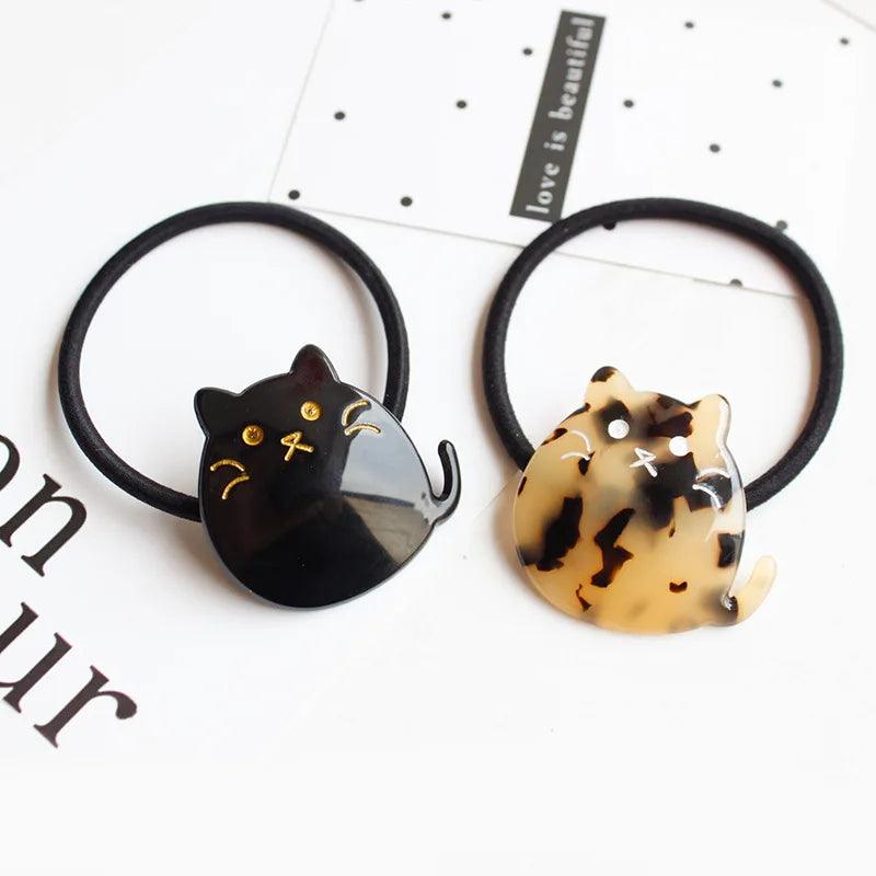 Cartoon Cat Shape Ponytail Band,Black/Spotted - Just Cats - Gifts for Cat Lovers