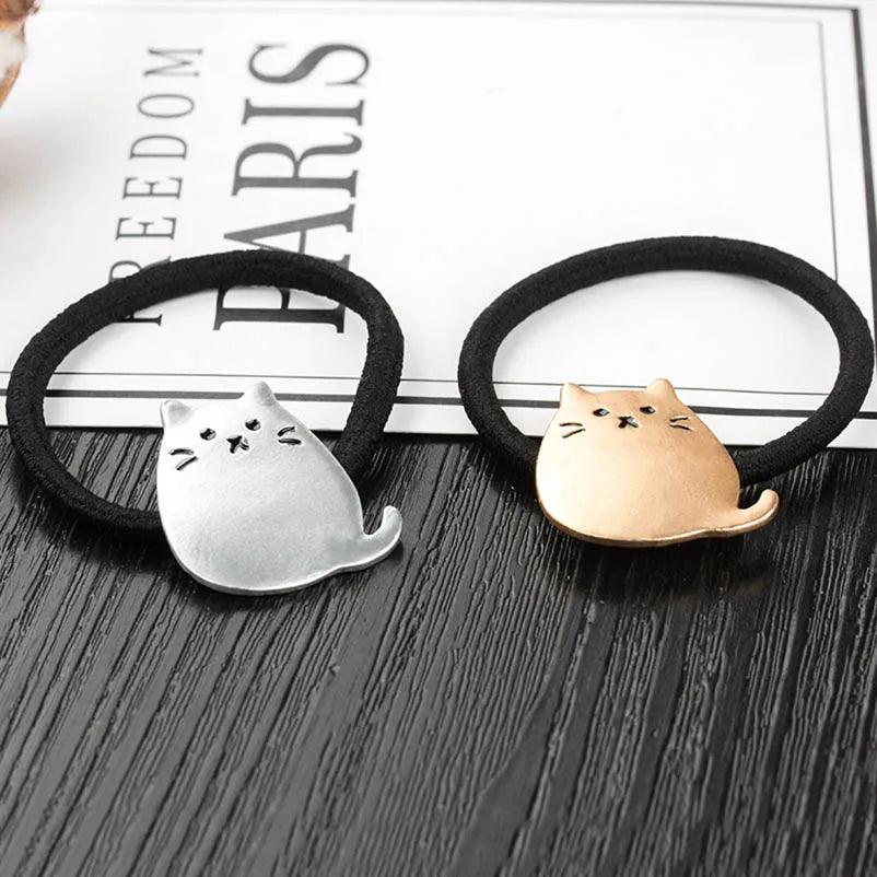 Cartoon Cat Shape Ponytail Band,Silver/Gold - Just Cats - Gifts for Cat Lovers