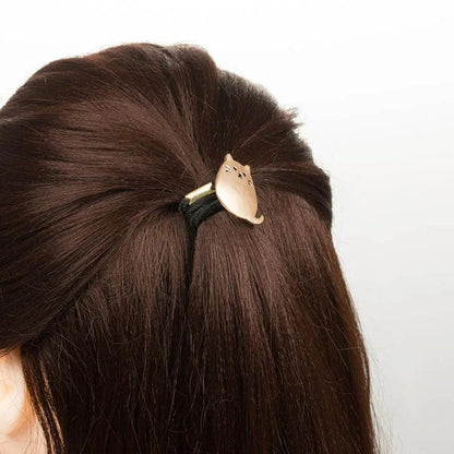 Cartoon Cat Shape Ponytail Band,Silver/Gold - Just Cats - Gifts for Cat Lovers