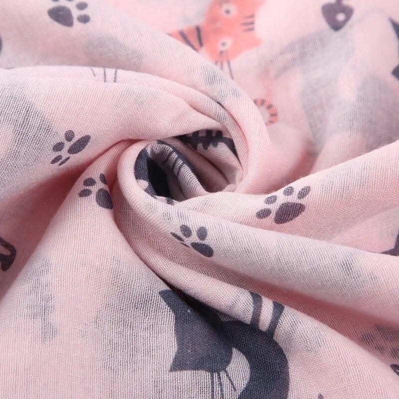 Cat And Paw Prints Shawl Scarf, 4 Colors - Just Cats - Gifts for Cat Lovers