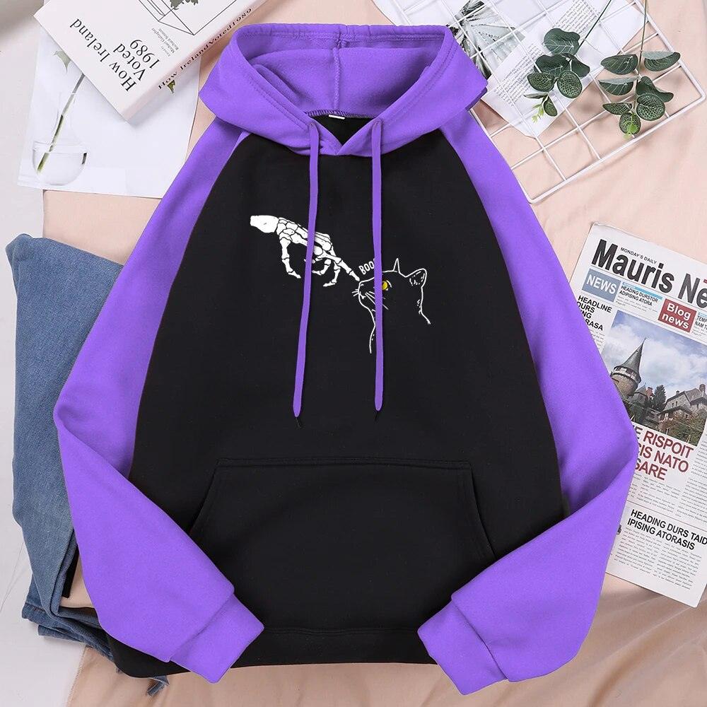 Cat And Skeleton Hand Hoddie, 14 Colors, S-XXL - Just Cats - Gifts for Cat Lovers