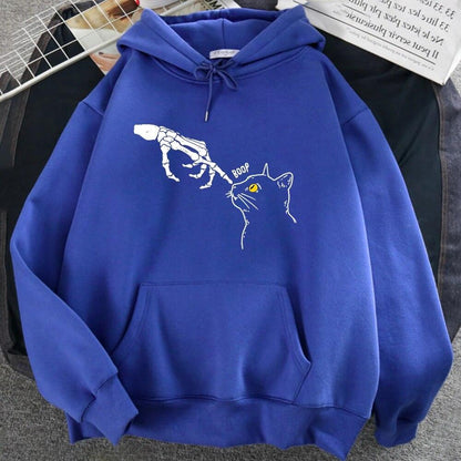 Cat And Skeleton Hand Hoddie, 14 Colors, S-XXL - Just Cats - Gifts for Cat Lovers