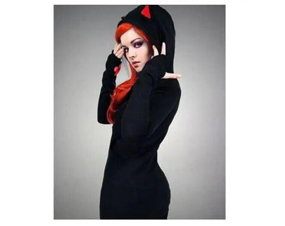 Cat Ears Hoodie, Black &amp; Red, S-XXL - Just Cats - Gifts for Cat Lovers