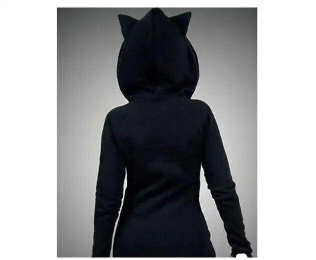 Cat Ears Hoodie, Black &amp; Red, S-XXL - Just Cats - Gifts for Cat Lovers