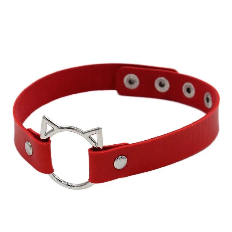 Cat head PU Leather Choker, 9 colors - Just Cats - Gifts for Cat Lovers