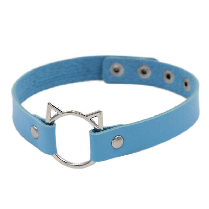 Cat head PU Leather Choker, 9 colors - Just Cats - Gifts for Cat Lovers