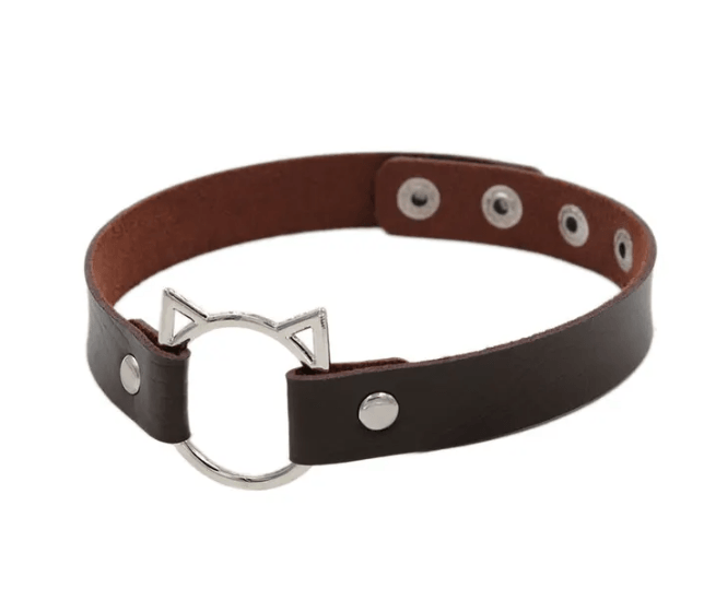 Cat head PU Leather Choker, 9 colors - Just Cats - Gifts for Cat Lovers