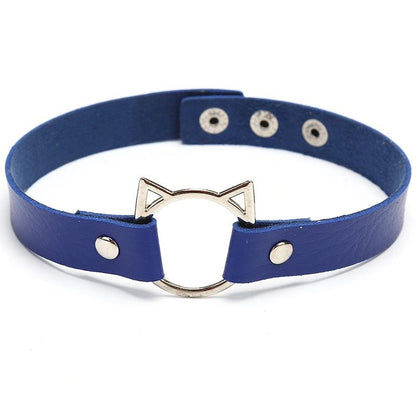 Cat head PU Leather Choker, 9 colors - Just Cats - Gifts for Cat Lovers