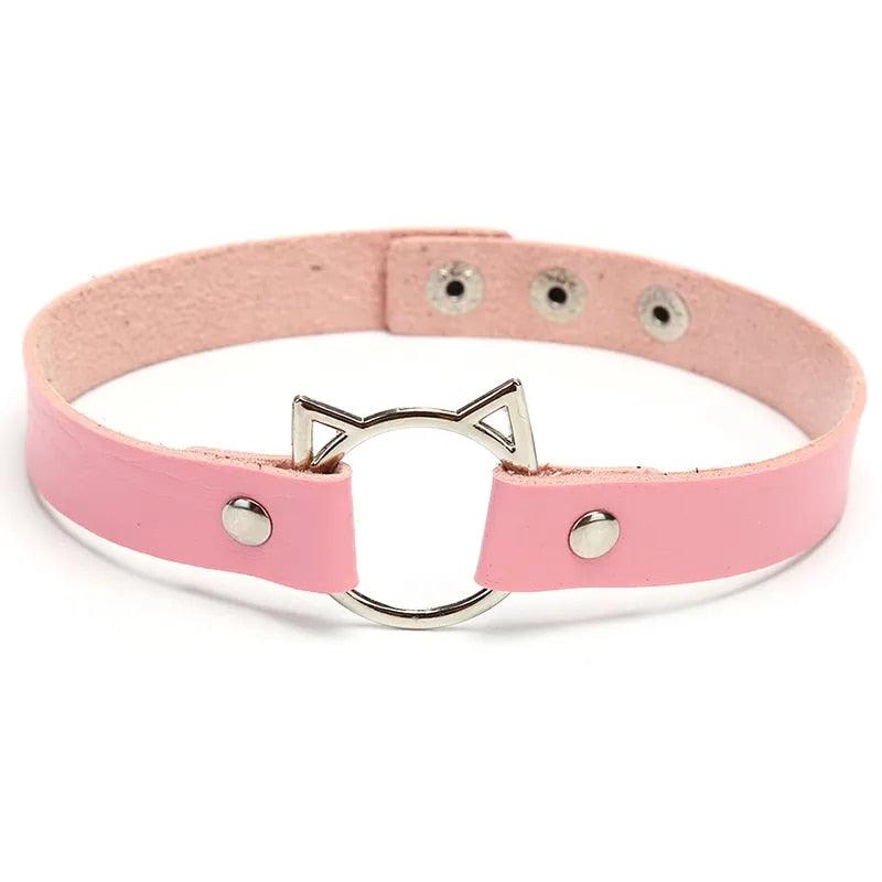 Cat head PU Leather Choker, 9 colors - Just Cats - Gifts for Cat Lovers