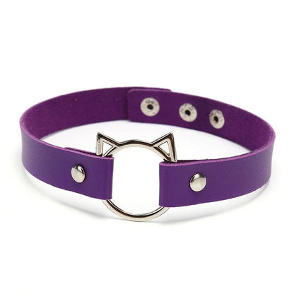 Cat head PU Leather Choker, 9 colors - Just Cats - Gifts for Cat Lovers