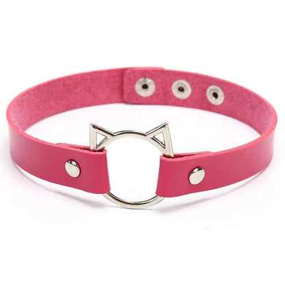 Cat head PU Leather Choker, 9 colors - Just Cats - Gifts for Cat Lovers