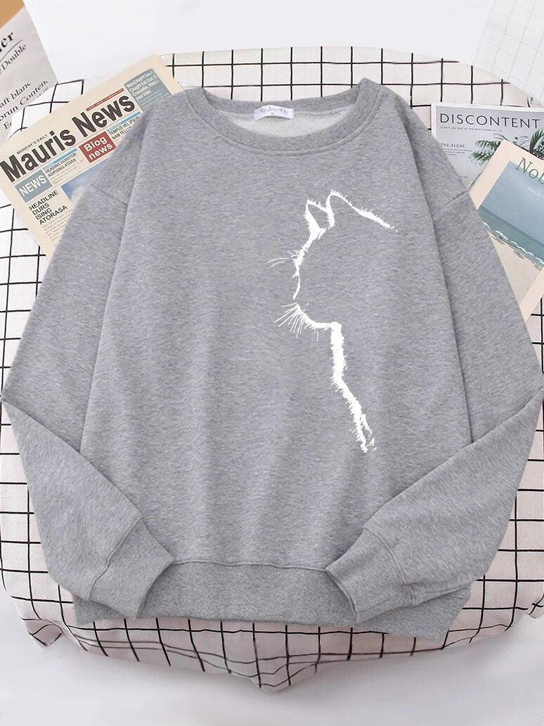 Cat outline Sweatshirt, 10 Colors, S-2XL - Just Cats - Gifts for Cat Lovers