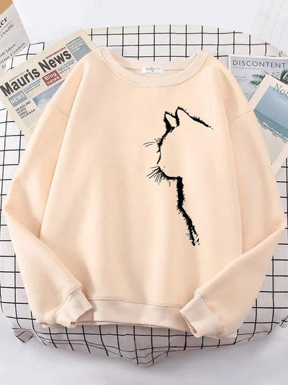 Cat outline Sweatshirt, 10 Colors, S-2XL - Just Cats - Gifts for Cat Lovers