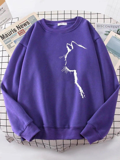 Cat outline Sweatshirt, 10 Colors, S-2XL - Just Cats - Gifts for Cat Lovers