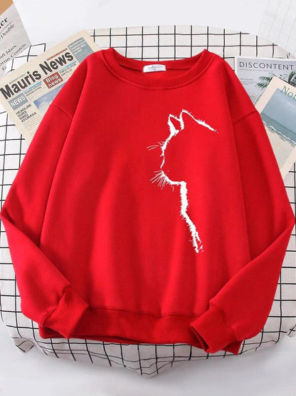 Cat outline Sweatshirt, 10 Colors, S-2XL - Just Cats - Gifts for Cat Lovers