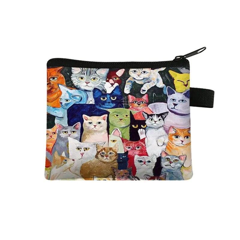 Cat Painting Printed Coin Purses, 17 Designs - Just Cats - Gifts for Cat Lovers