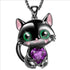 Cat pendant Necklace with Heart-Shaped Crystal - Just Cats - Gifts for Cat Lovers