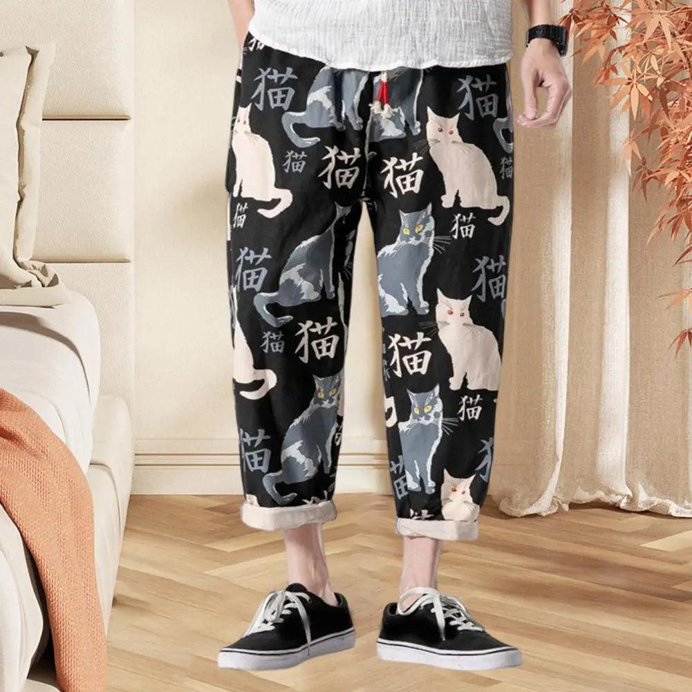 Cat Print Ankle-Length Men&