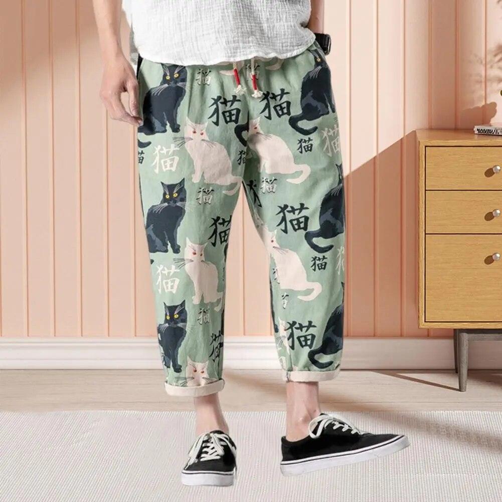 Cat Print Ankle-Length Men&