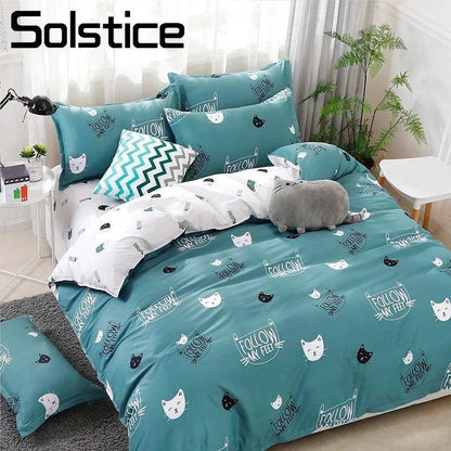 Cat Print Bed set, Blue/Pink - Just Cats - Gifts for Cat Lovers