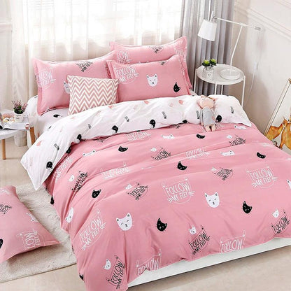 Cat Print Bed set, Blue/Pink - Just Cats - Gifts for Cat Lovers