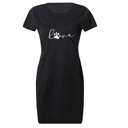 Cat Print Casual Loose Dress, 4 Desing Black/Blue/Red, S-2XL - Just Cats - Gifts for Cat Lovers