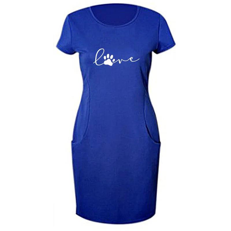 Cat Print Casual Loose Dress, 4 Desing Black/Blue/Red, S-2XL - Just Cats - Gifts for Cat Lovers