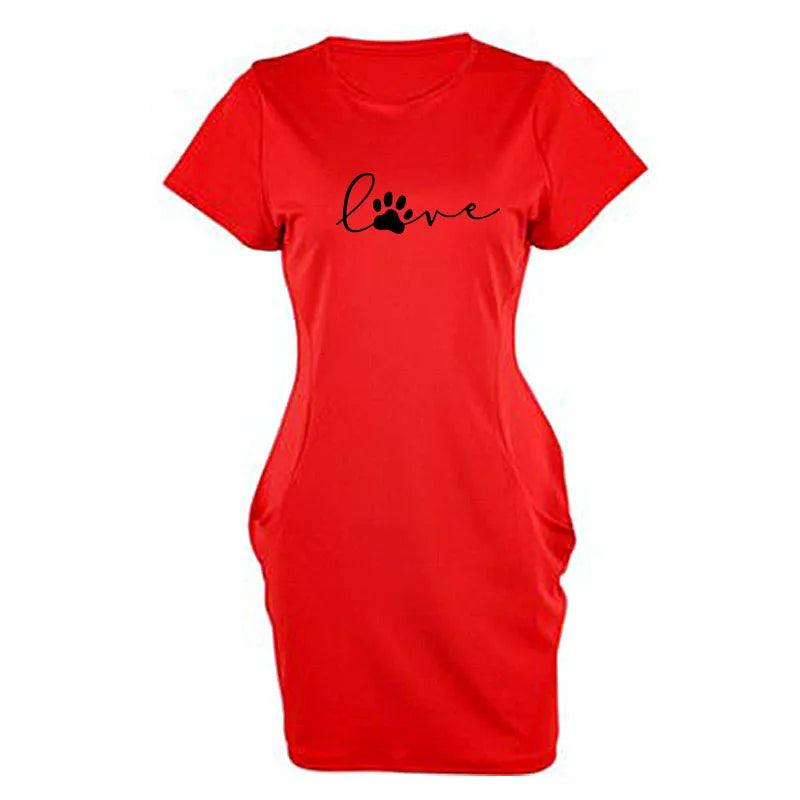 Cat Print Casual Loose Dress, 4 Desing Black/Blue/Red, S-2XL - Just Cats - Gifts for Cat Lovers