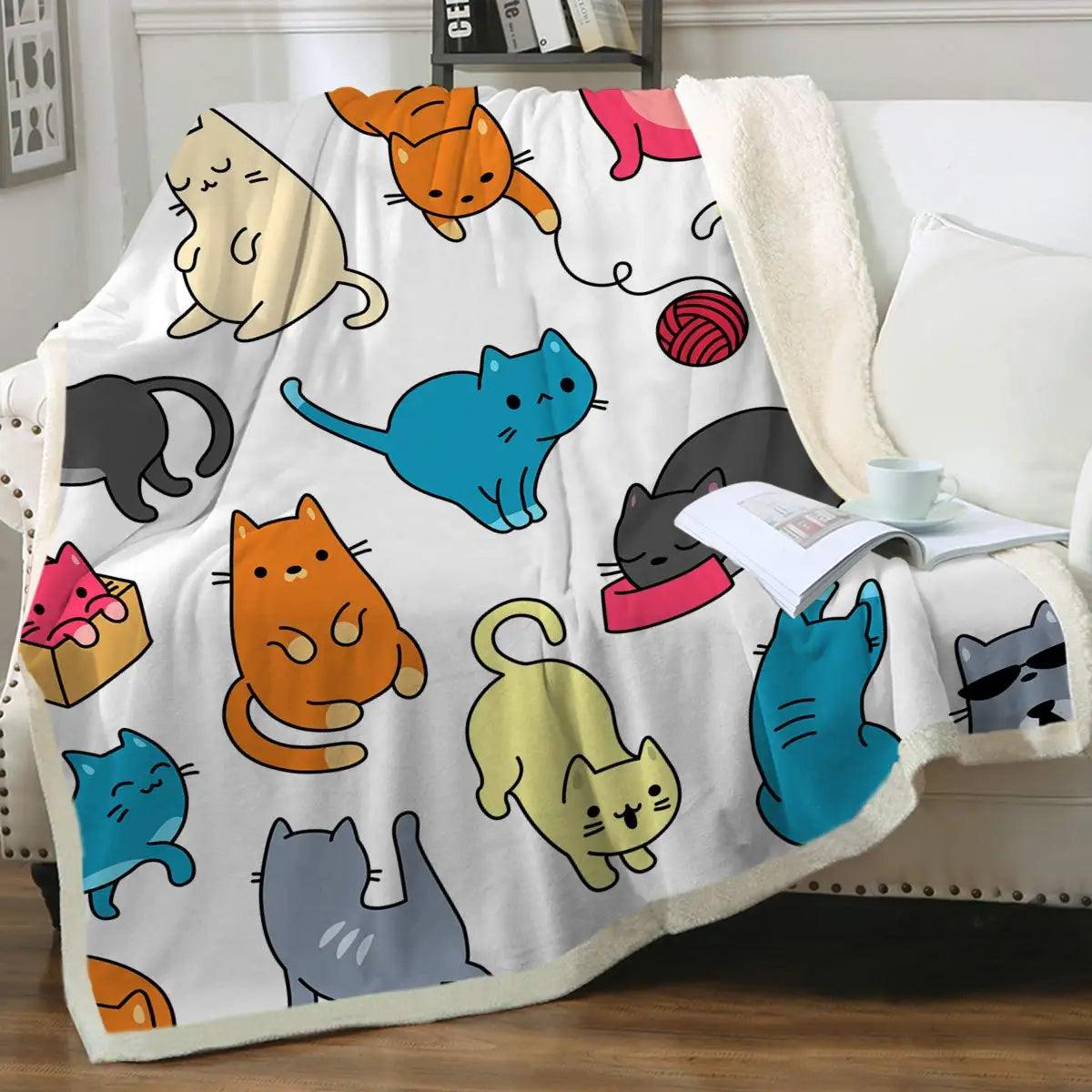 Cat Print Plush Blanket, 13 designs - Just Cats - Gifts for Cat Lovers