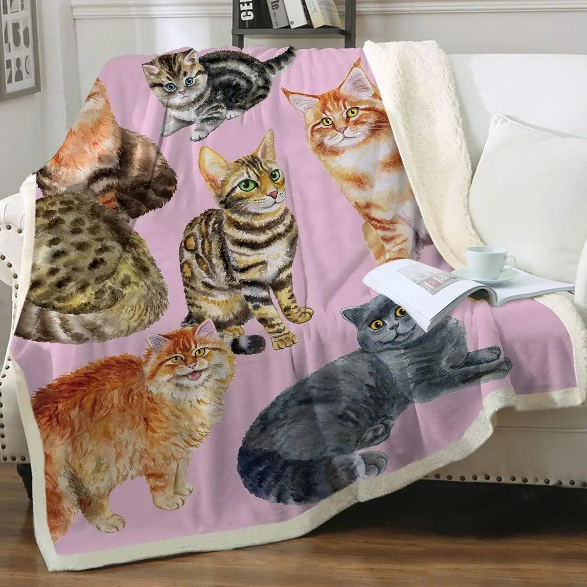 Cat Print Plush Blanket, 13 designs - Just Cats - Gifts for Cat Lovers