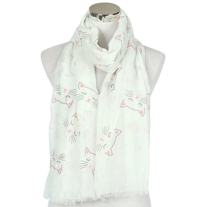 Cat Print Shawl Scarves, 4 Designs in Various Colors - Just Cats - Gifts for Cat Lovers