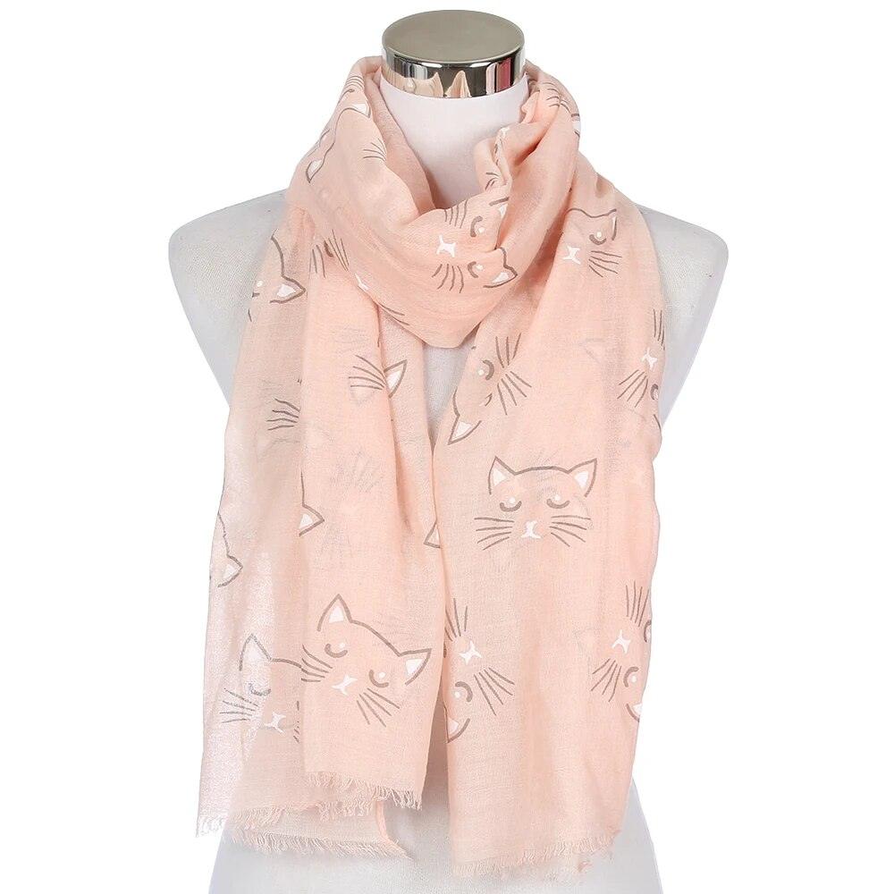 Cat Print Shawl Scarves, 4 Designs in Various Colors - Just Cats - Gifts for Cat Lovers