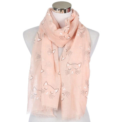 Cat Print Shawl Scarves, 4 Designs in Various Colors - Just Cats - Gifts for Cat Lovers