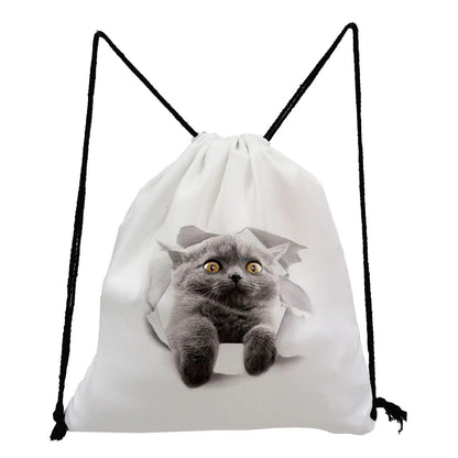 Cat Printed Drawstring Backpack, 13 varieties - Just Cats - Gifts for Cat Lovers