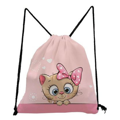 Cat Printed Drawstring Backpack, 13 varieties - Just Cats - Gifts for Cat Lovers