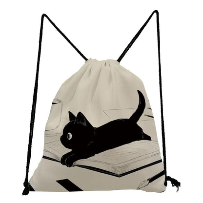 Cat Printed Drawstring Backpack, 13 varieties - Just Cats - Gifts for Cat Lovers