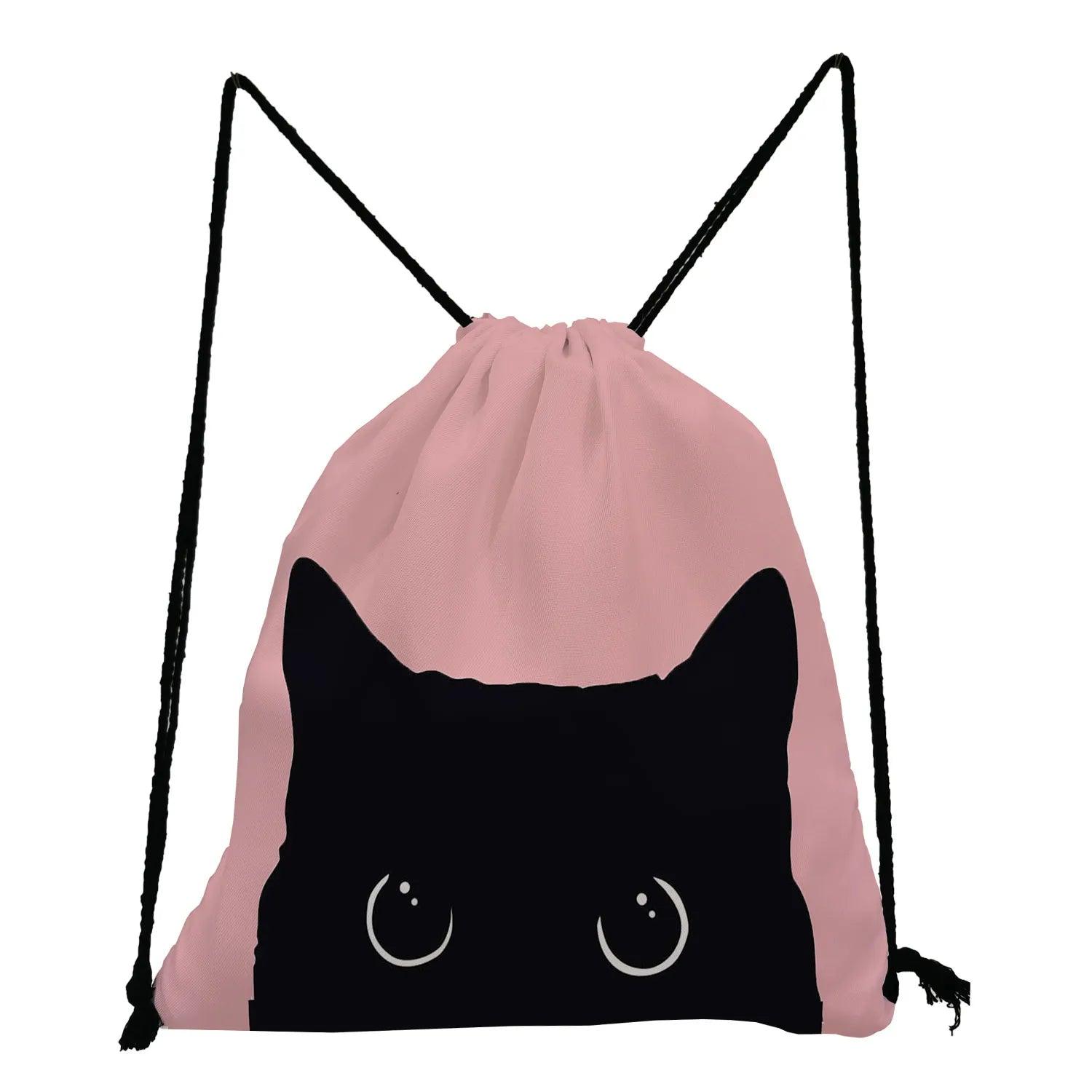 Cat Printed Drawstring Backpack, 13 varieties - Just Cats - Gifts for Cat Lovers