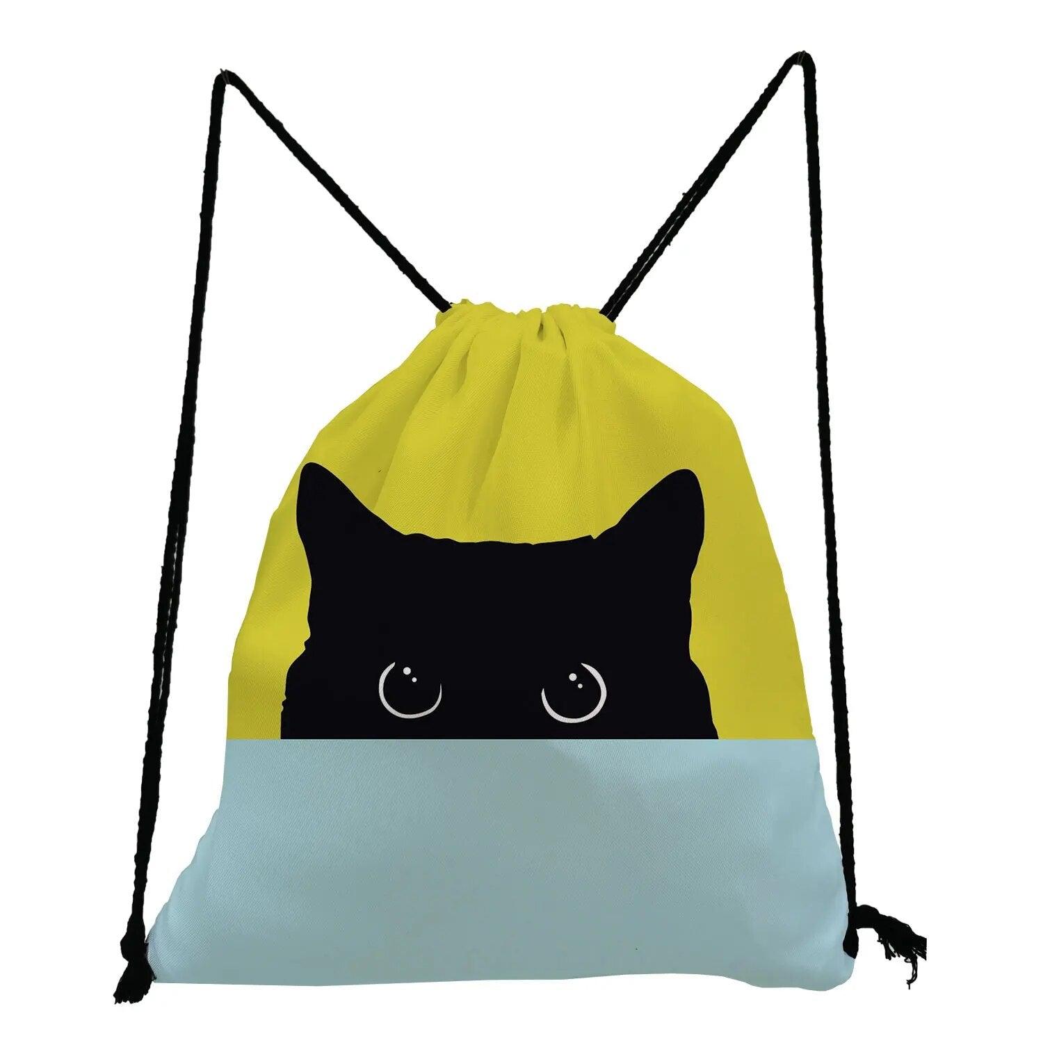 Cat Printed Drawstring Backpack, 13 varieties - Just Cats - Gifts for Cat Lovers