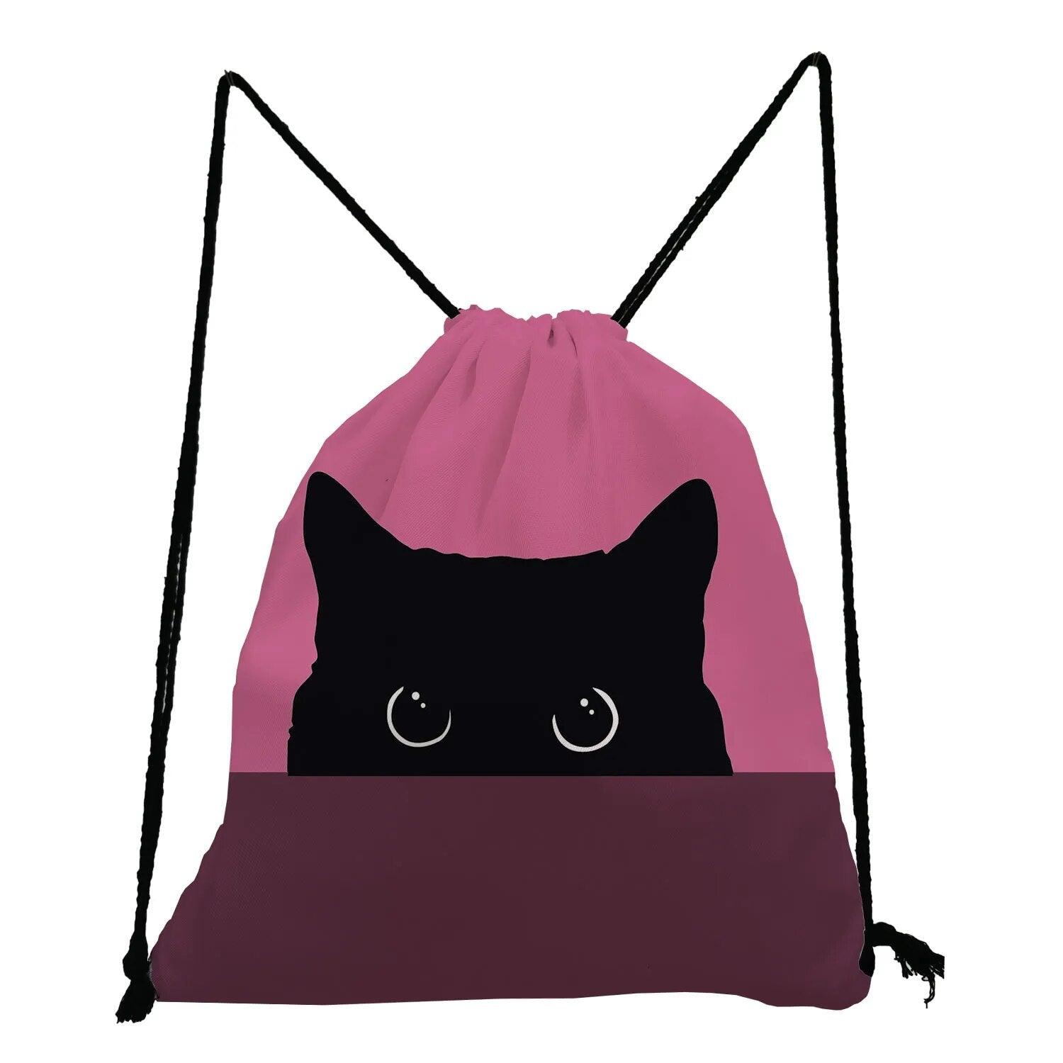 Cat Printed Drawstring Backpack, 13 varieties - Just Cats - Gifts for Cat Lovers