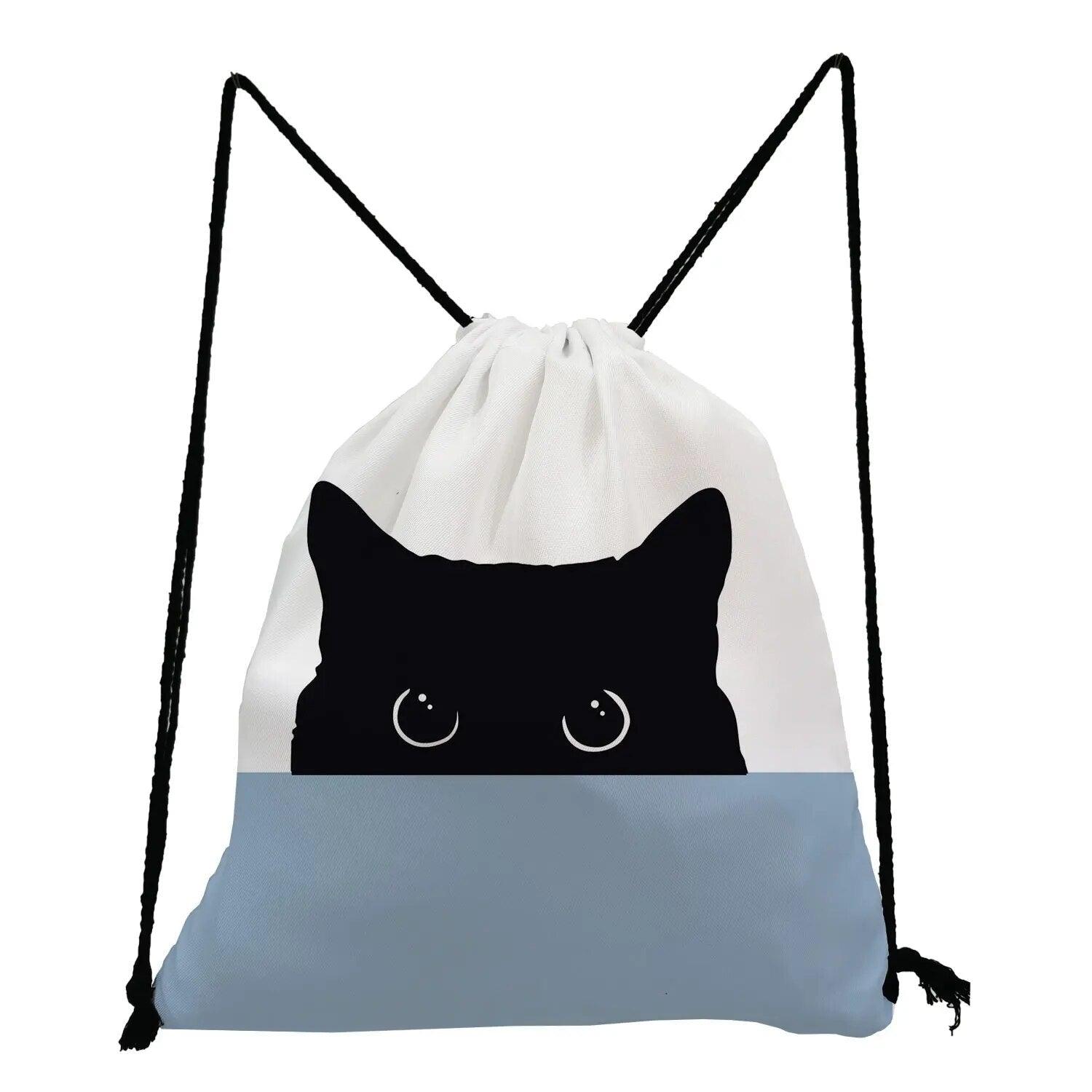 Cat Printed Drawstring Backpack, 13 varieties - Just Cats - Gifts for Cat Lovers